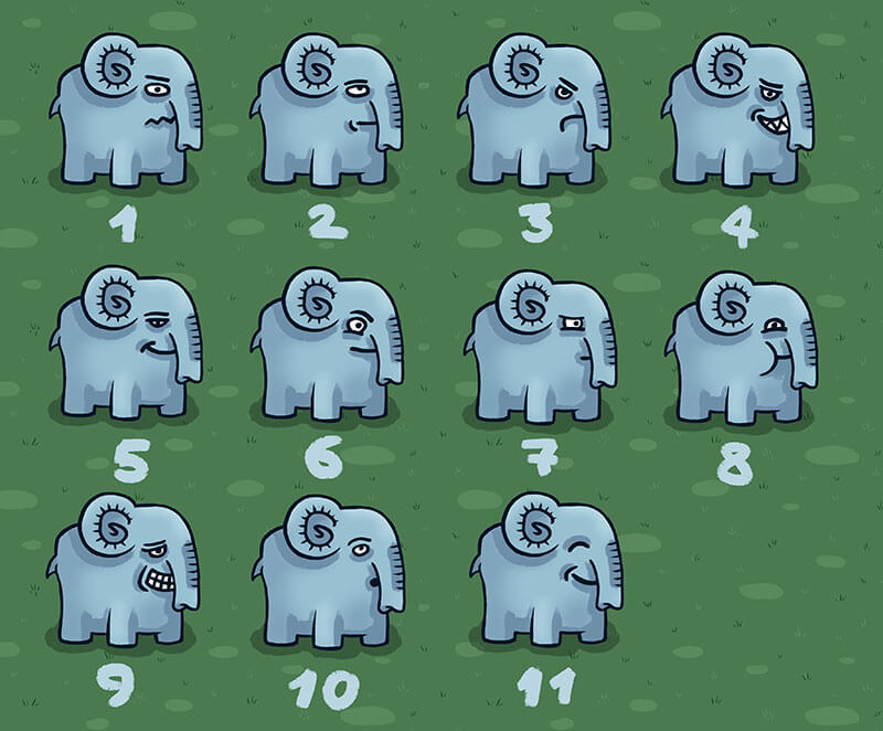 Эмоции слона для игры Слоны и Моська