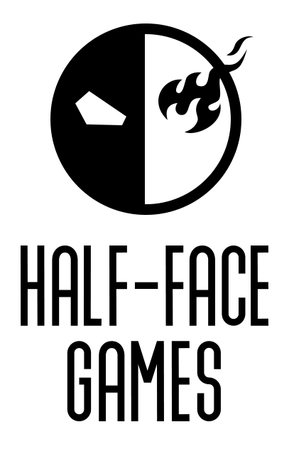 Вертикальный логотип Half-Face Games на светлом фоне